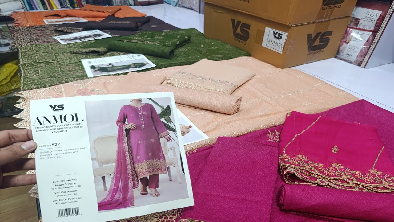 V:S Heavy original branded UN-stitched 3pcs embroidery lawn collection whole sale market 