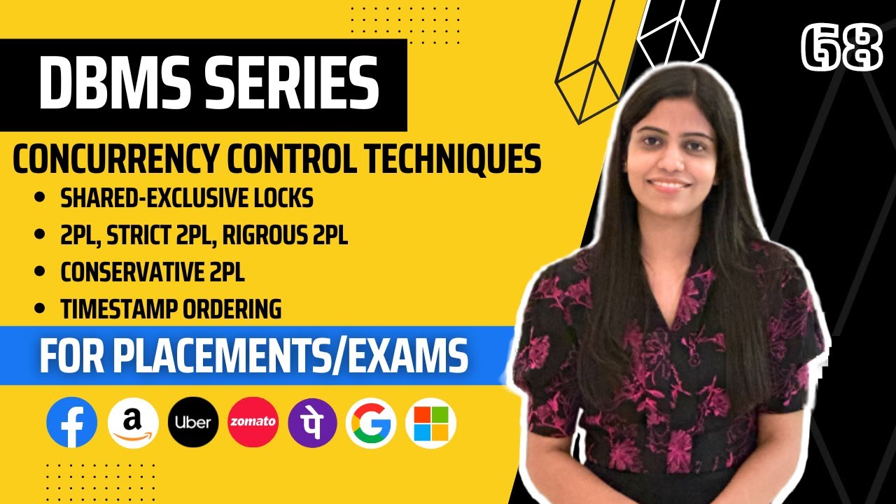 L68 : Concurrency control mechanisms | Complete DBMS Course | 2PL | Lock-based | Timestamp Based