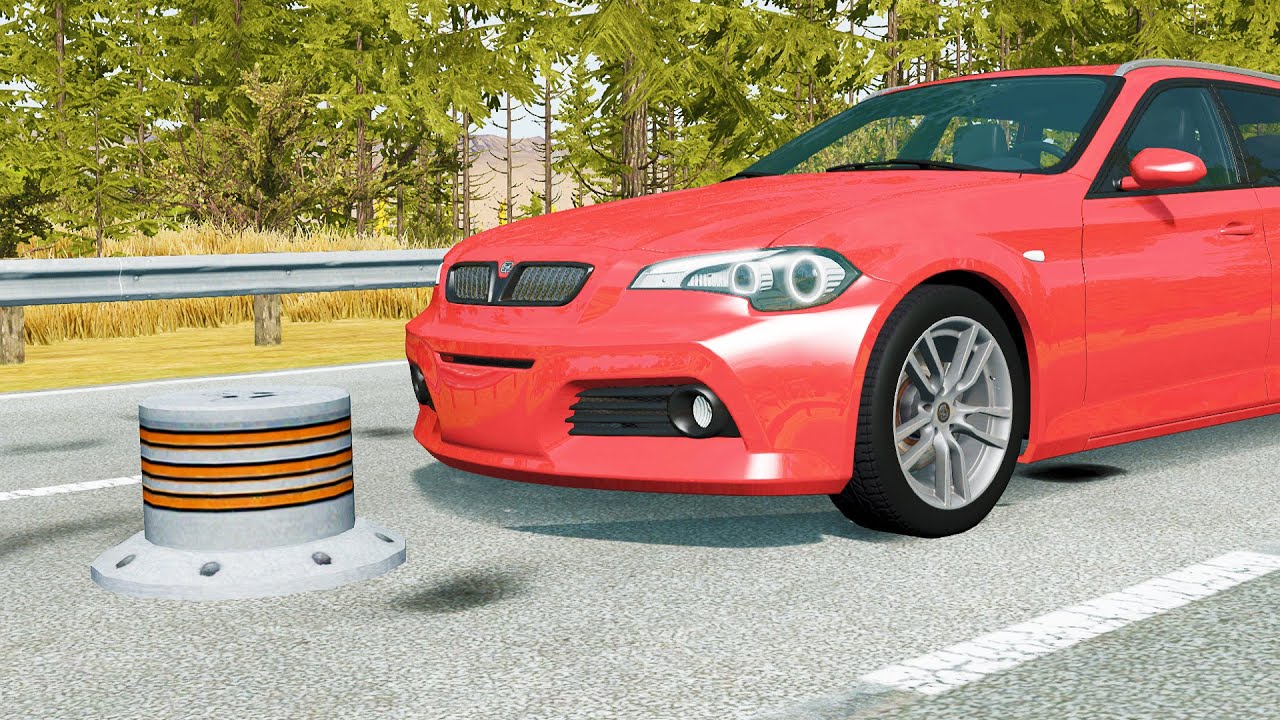 Mobil vs Bollard - BeamNG Drive