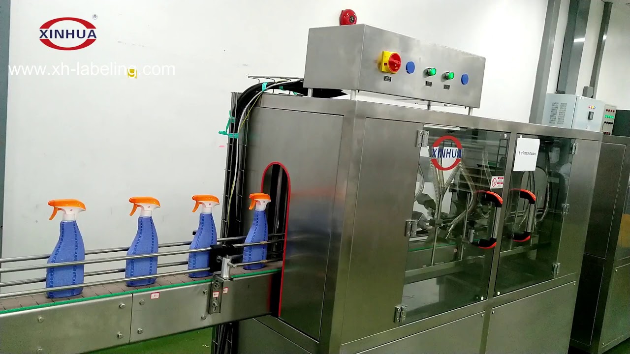 Cleaner Trigger Bottle Shrink Sleeve Applicator with steam tunnel and dryer machine