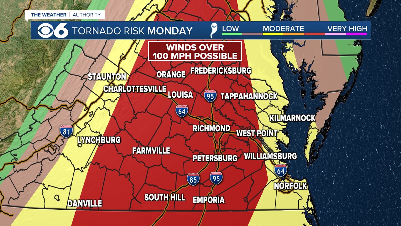Live Radar: Rare Level 4 Severe Weather Threat for Virginia