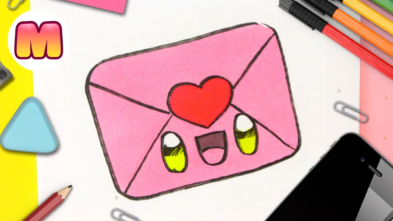 COMO DIBUJAR UNA CARTA DE AMOR KAWAII - Dibujos kawaii faciles - Aprender a dibujar kawaii