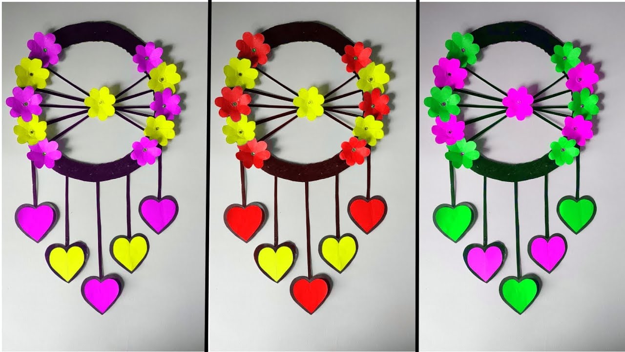 2 beautiful flower wall hanging / Paper craft for home decoration / DIY Wall Hanging #walldecor #diy