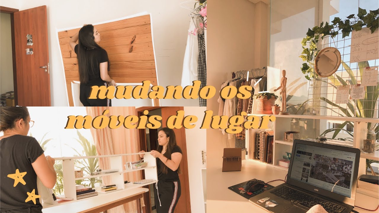 Arrumando meu quarto e mudando m&oacute;veis de lugar ✨