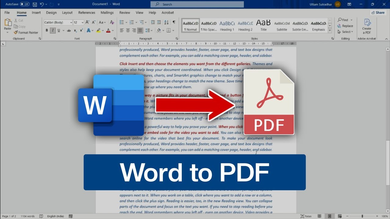 How to Convert Word File into PDF | Word to PDF Convert