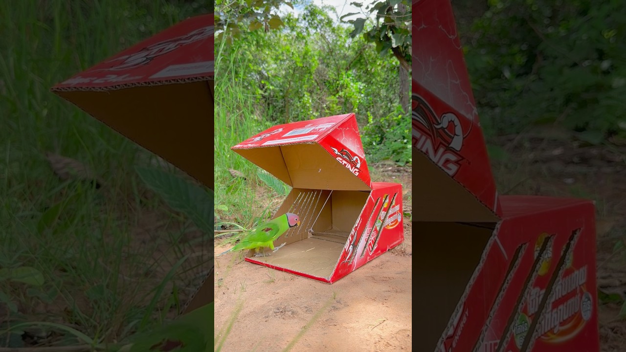 Easy Parrot Trap Using Cardboard Box #shorts
