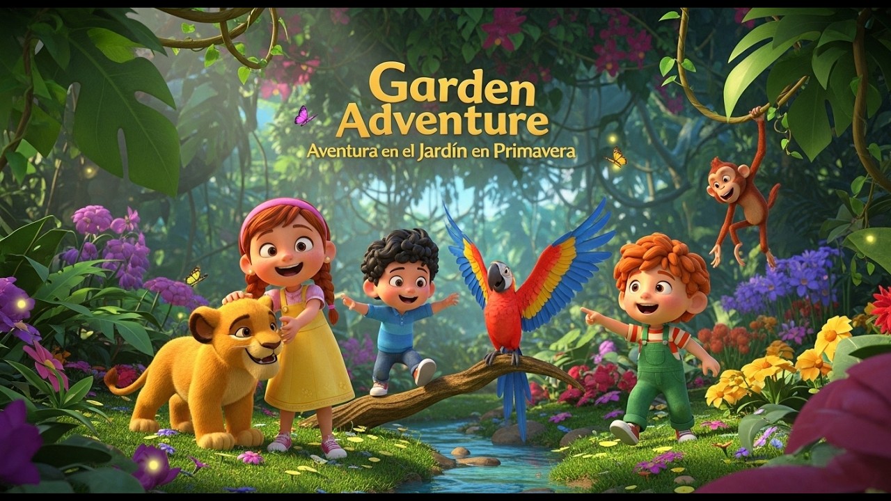 El Viaje Mágico de Primavera del Conejito Brillito!  Canción Infantil de Flores, Mariposas y Amistad