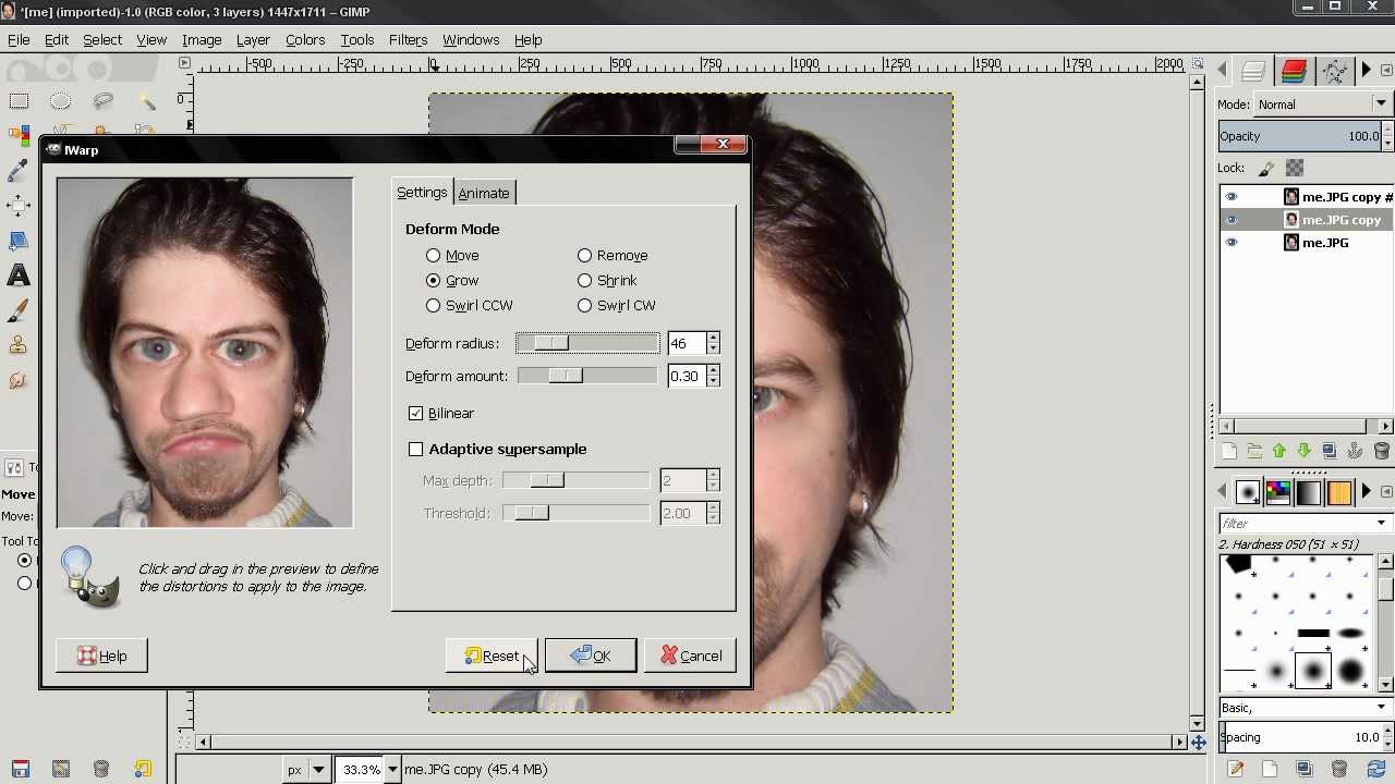 Fun With iWarp - GIMP 2.8 Tutorial