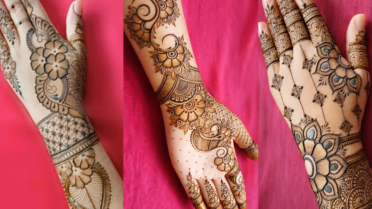 Top to 3 type of very stylish mehndi design || back front hand mehndi design