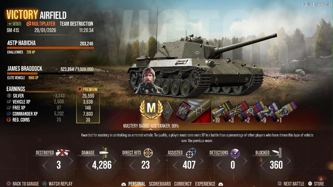 45TP, Ace Tanker (#352), 3 Kills, 4.3k damage (WOT Modern Armor - Battle Tier: VIII)