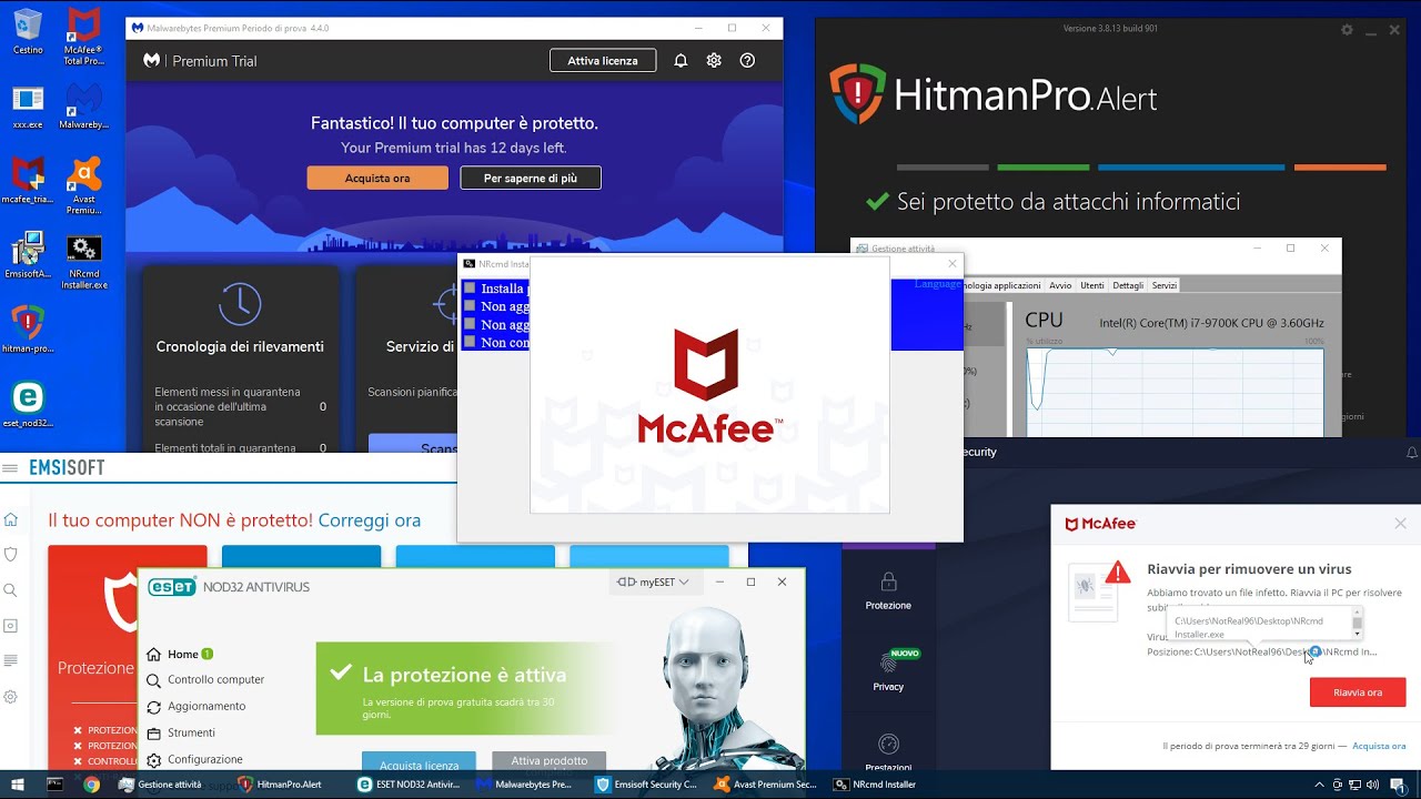 x.exe vs Malwarebytes vs Avast vs Bitdefender vs McAfee vs ESET vs Emsisoft vs Hitman Pro vs Win Def