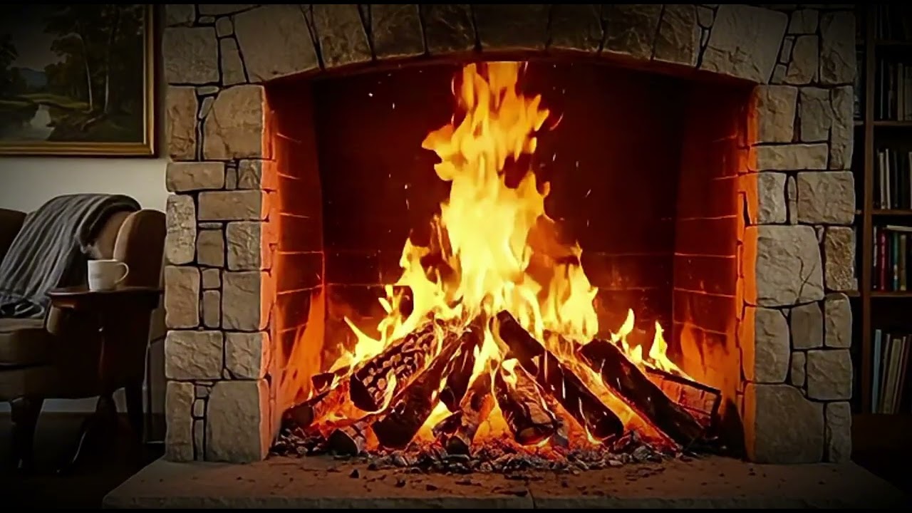 3 Hours Cozy Fireplace HD Ambiance with Embers Under The Stars / Fire Relaxing Evening of Calm