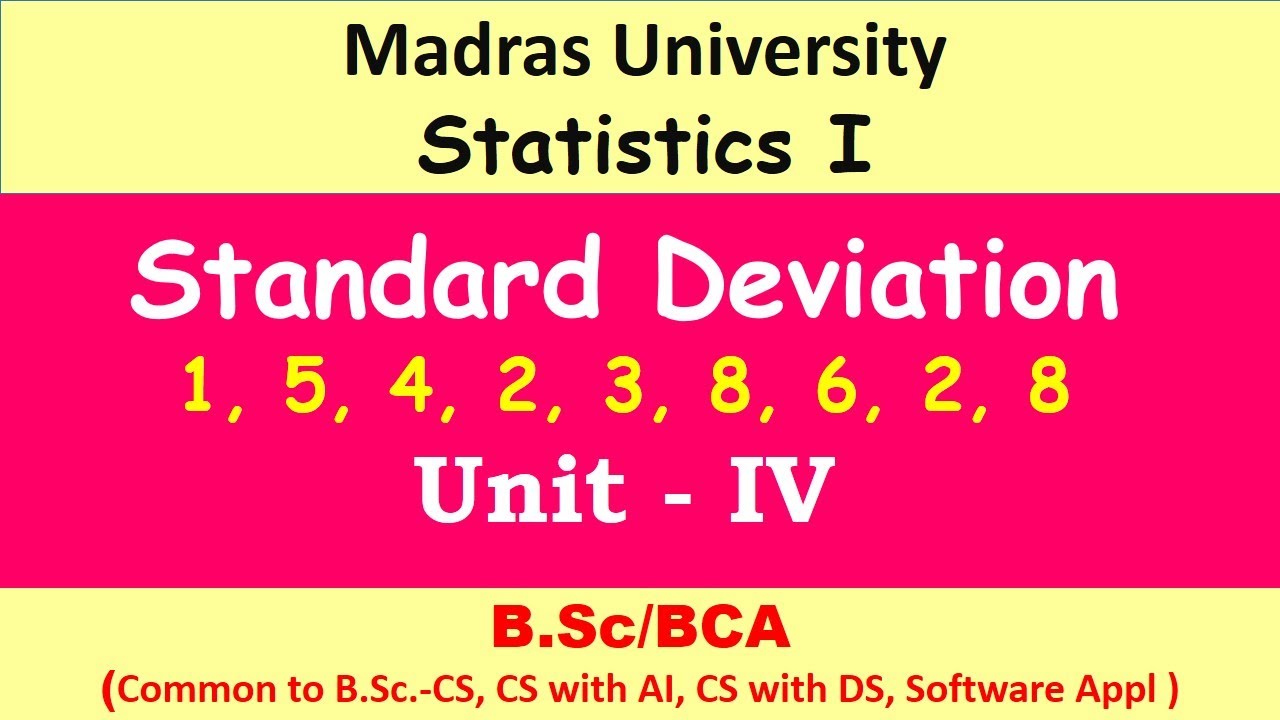 Standard deviation | Individual  data | Statistics 1 ||   Madras University