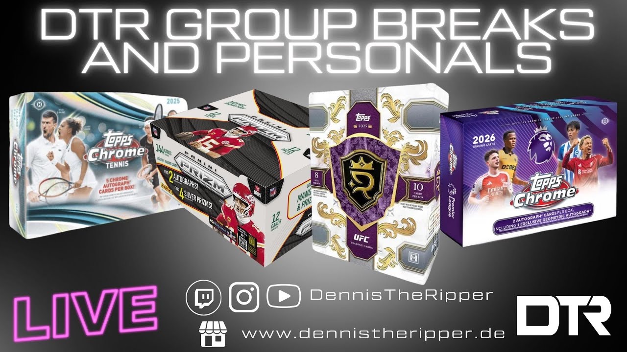 Tennis, F1 & Premier League Chrome! NFL Prizm! UFC Royalty!  DTR Group Breaks & Personals