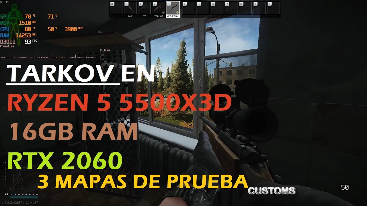 ESCAPE FROM TARKOV RYZEN 5 5500X3D 16GB RAM DDR4 RTX 2060