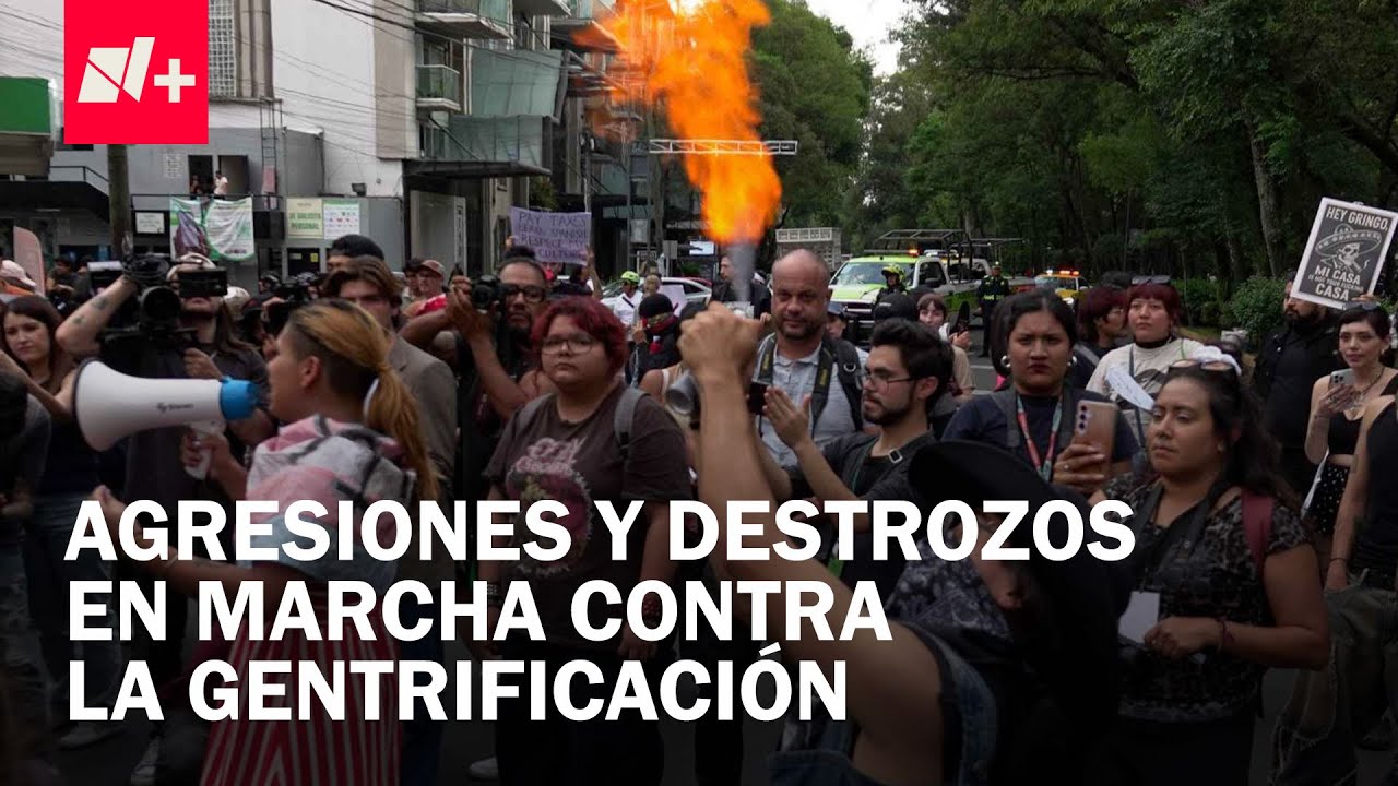 Marcha contra la gentrificación en la Condesa termina en agresiones y daños a inmuebles - En Punto