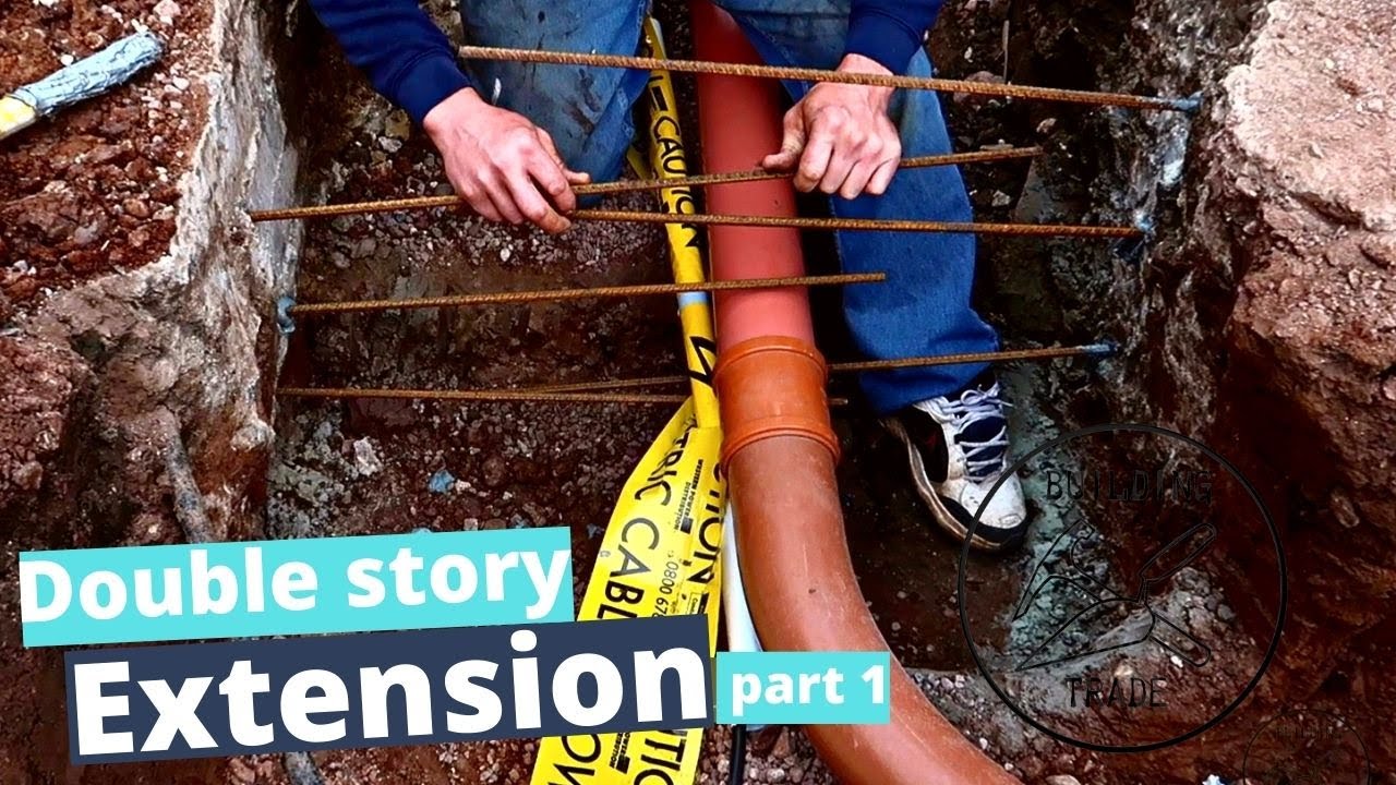 Double storey extension with squint bricks video 1.  Drains and concrete slab