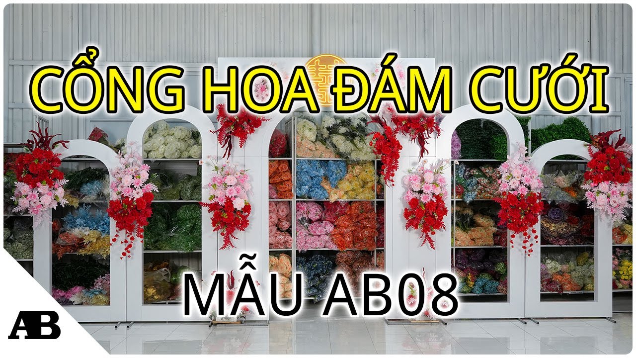 Cổng hoa cưới alu, cổng hoa lụa trang trí đám cưới AB08