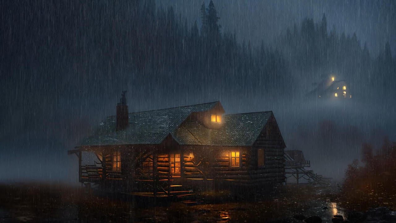 Night Rain on Roof with Distant Thunder for Deep Sleep