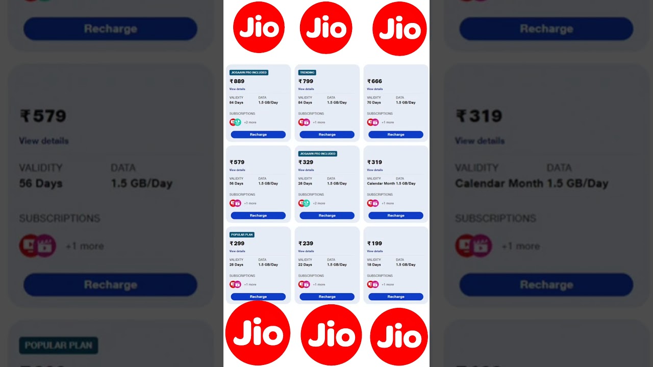 Jio Recharge Plan Offers 2025 Jio Recharge Chart #jio #recharge #jiooffers