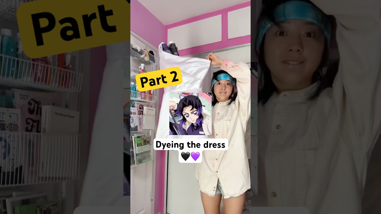 Part 2: Dyeing the red carpet dress inspired by Shinobu 💜🖤 #demonslayer #shinobukocho #diyfashion