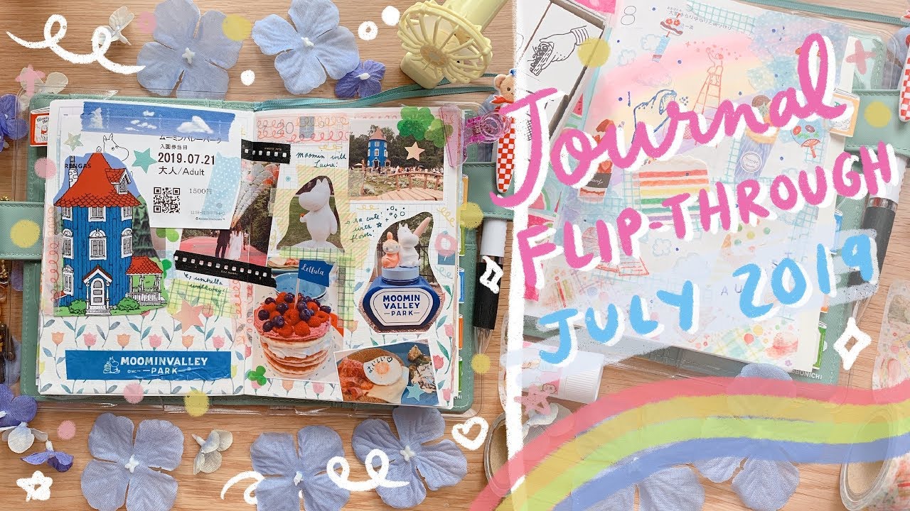 Journal With Me + July 2019 Hobonichi Techo Flip Through 🍄 | Stationery ASMR | Rainbowholic