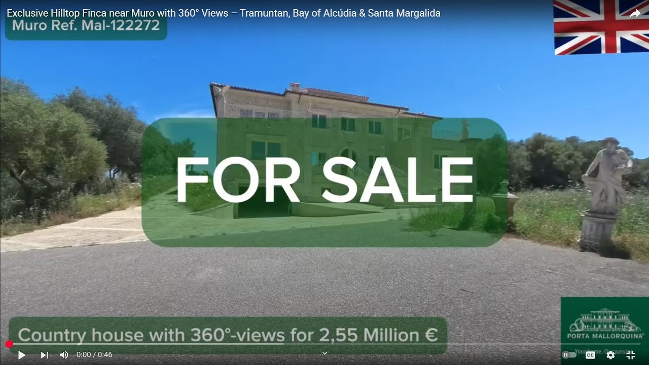 Exclusive Hilltop Finca near Muro with 360&deg; Views &ndash; Tramuntan, Bay of Alc&uacute;dia & Santa Margalida