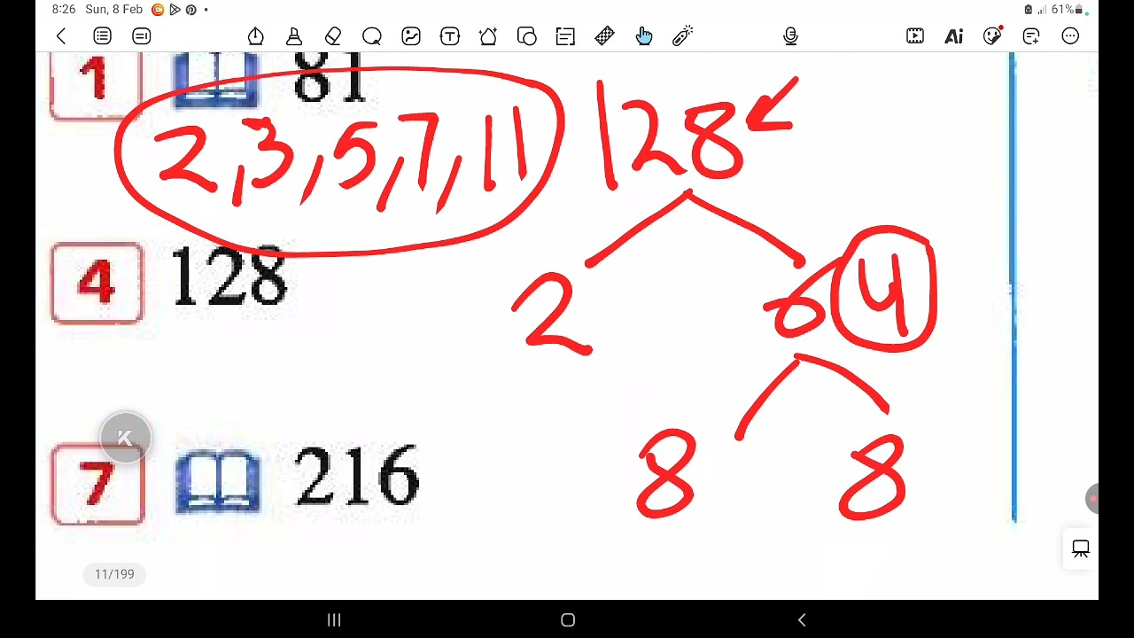 Exercise 1 part one powers and Exponents page11