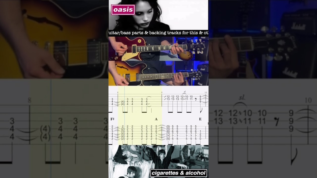 Cigarettes & Alcohol - Guitar Lesson - Rolling Tab - Demonstration - Cover   Oasis -  #guitarlesson