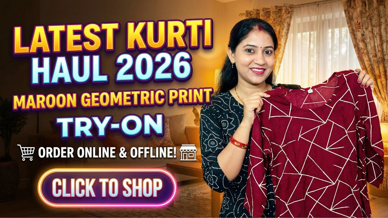 Beautiful Maroon Kurti with Geometric Print | Full Try On Haul | Latest Ethnic Wear 2026 