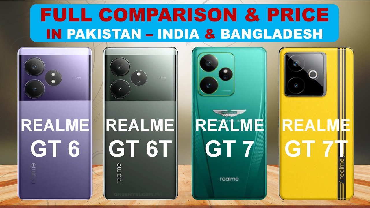 Realme GT 6 | Realme GT 6T | Realme GT 7 | Realme GT 7T Comparison & Price in Pak Ind & Bang