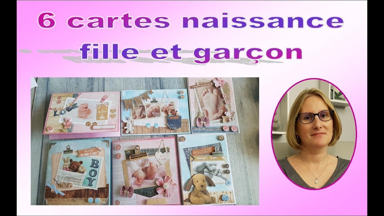 6 cartes naissance fille et garçon : très facile et rapide