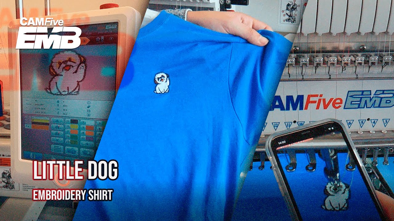 TUTORIAL: PUPPY 🐶 EMBROIDERY COTTON SHIRT WITH CAMFIVE EMB EMBROIDERY MACHINE