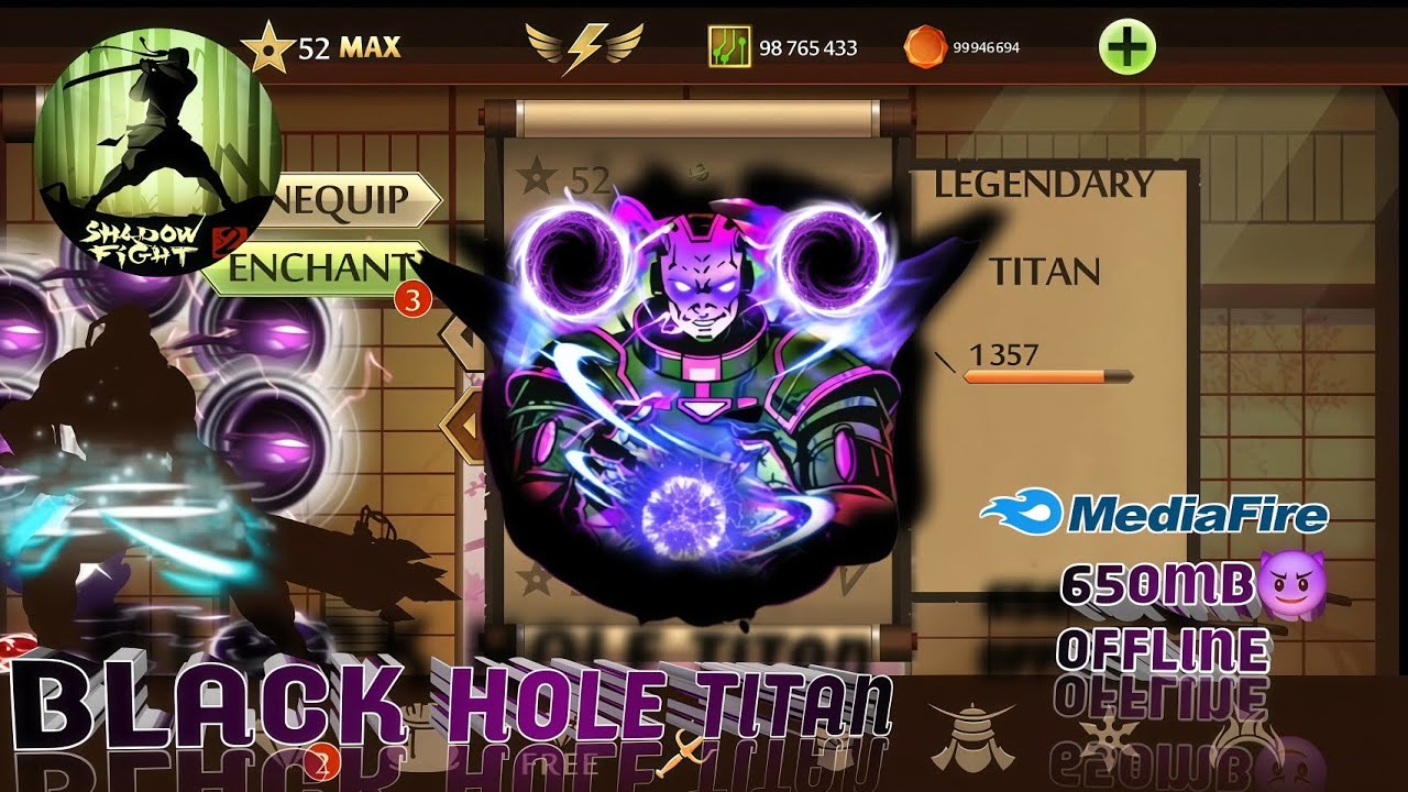 Shsdow Fight 2 Mod Black Hole Titan | No Password & No Virus