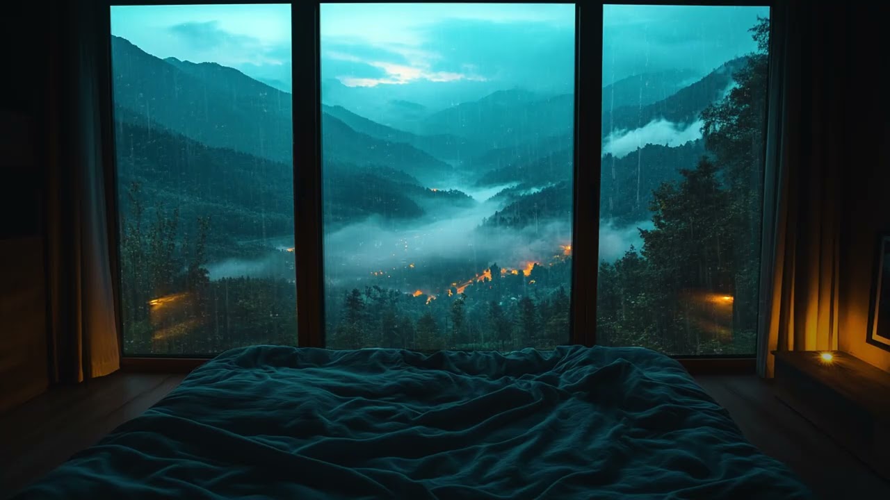 Evening Blue Hour Rain 🌧️ Cozy Backyard Ambience for Peaceful Sleep Nights