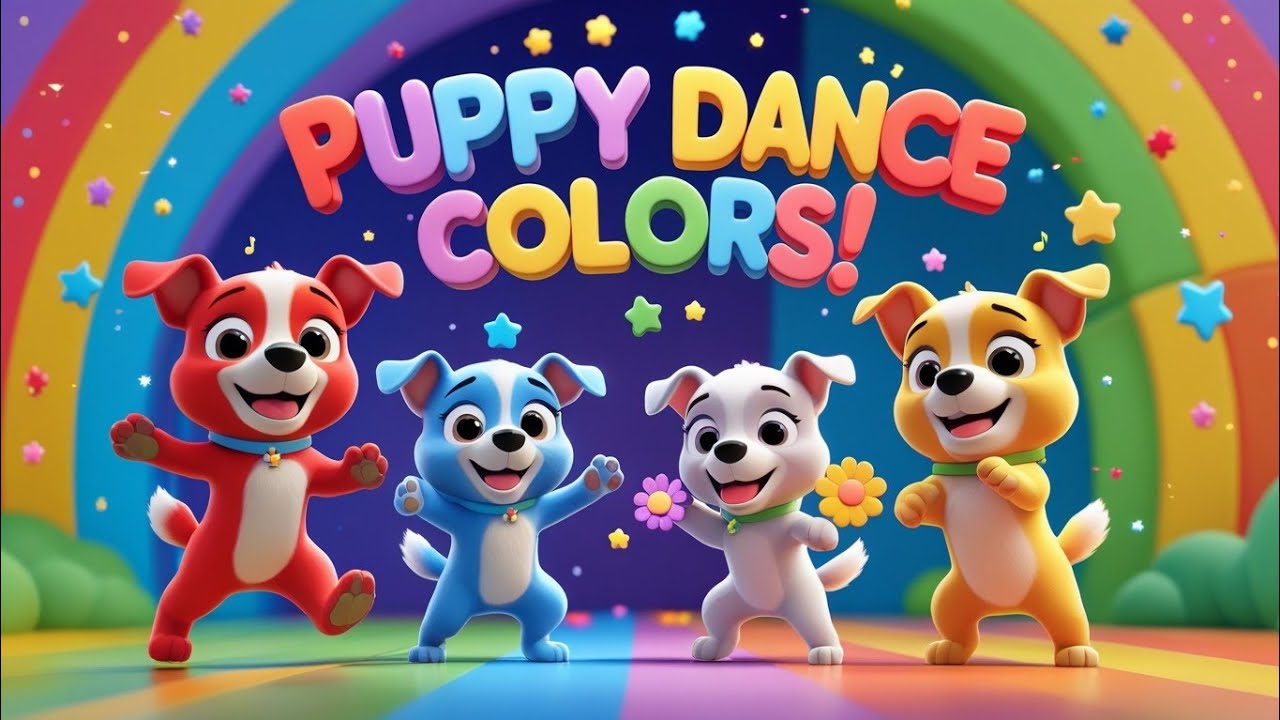 Colorful Puppy Dance Song 🐶 | Learn Colors with Cute Puppies | Kids Rhyme by Kids Apple Tune| 2025