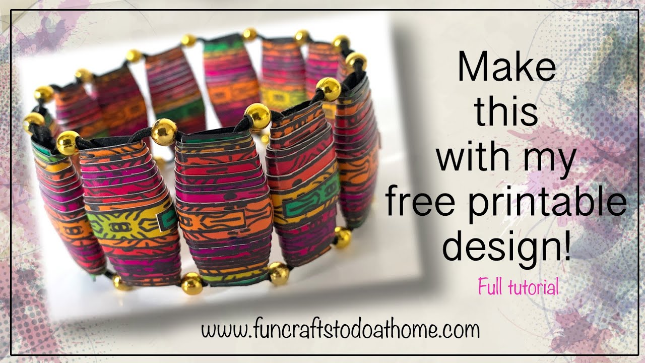 Crafting In a Crisis 5 - DIY BoHo Paper Beads Bracelet - Free Printable Paper Bead Design