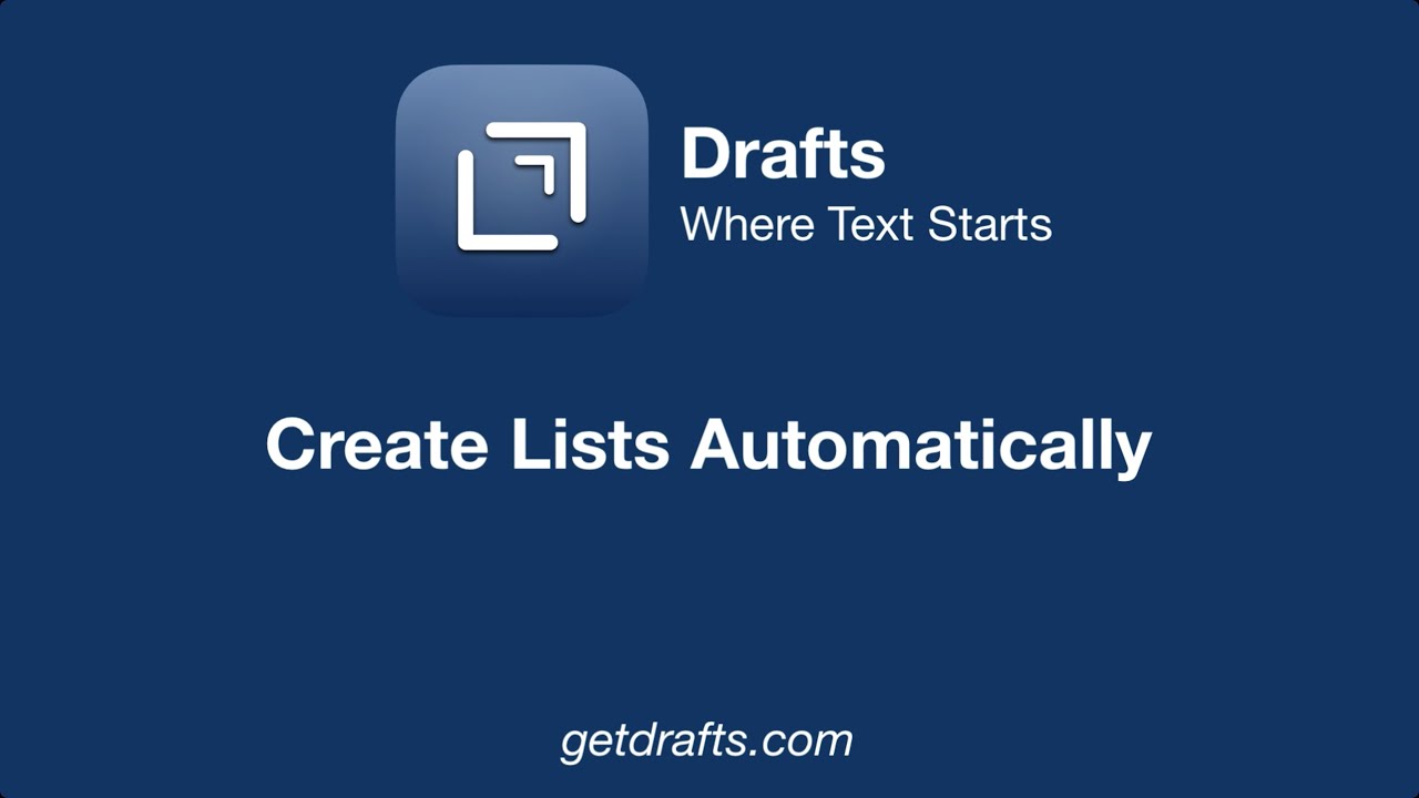 Creating Lists in Drafts (feat. David Sparks)