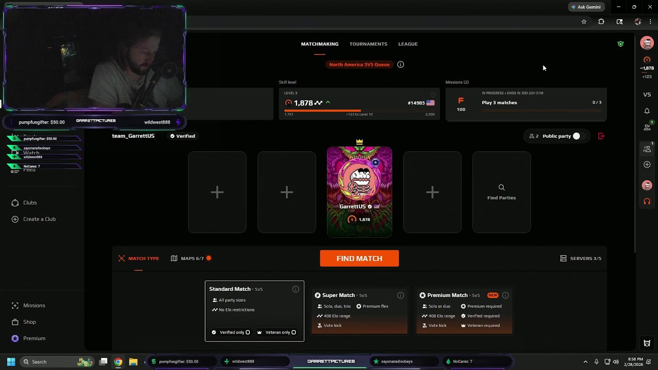 109 WEEK STREAK! FACEIT LEVEL 10 Grind! FOLLOW! SUB! LIKE! (30-SEC DELAY)