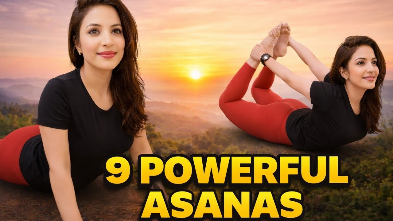 5 Minute Daily Yoga: 9 Powerful Asanas for Full Body Fitness | Bhujangasana, Halasana & More