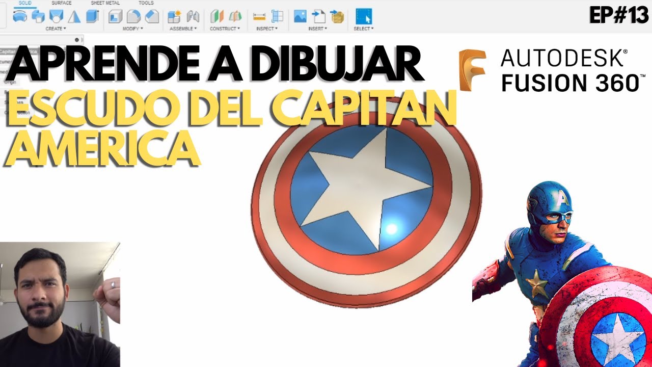 Como dibujar el escudo del Capitán América🦅⭐🛡️ | Tutorial Fusion 360 Ep#13