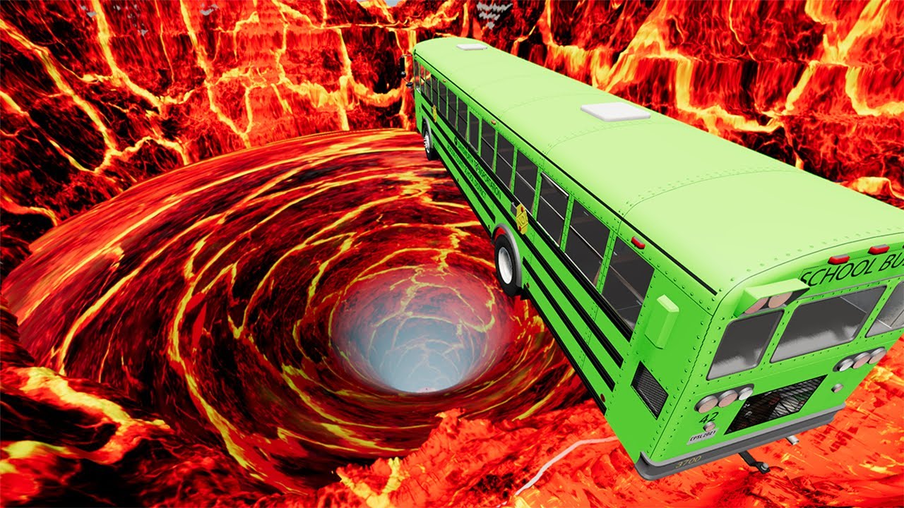 BeamNG drive - Leap Of Death Car Jumps & Falls Into Lava Vortex | BeamNG-Destruction