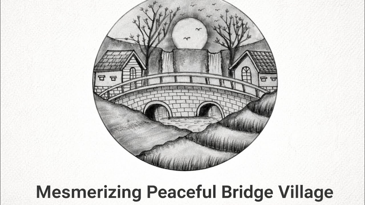 Mesmerizing Village Bridge Drawing