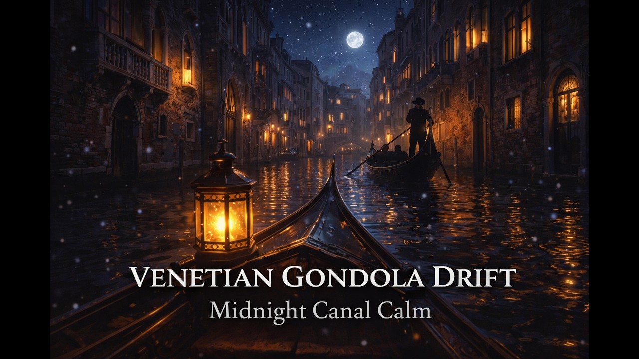 • Quiet Venice Canal at Night 🛶 Accordion and Water Sounds for Stress Relief (2 Hours)