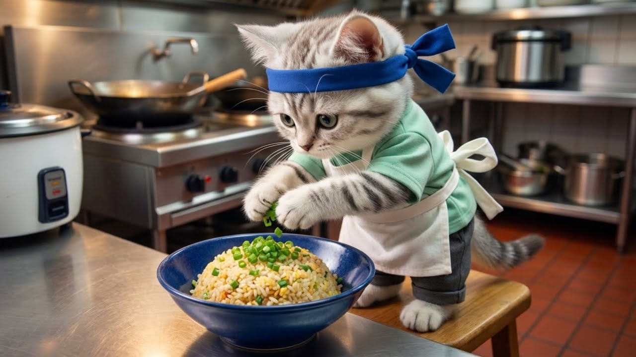いらっしゃいませ!!チャーハン屋さんでアルバイト!!ねこの一日に密着🐱🍳