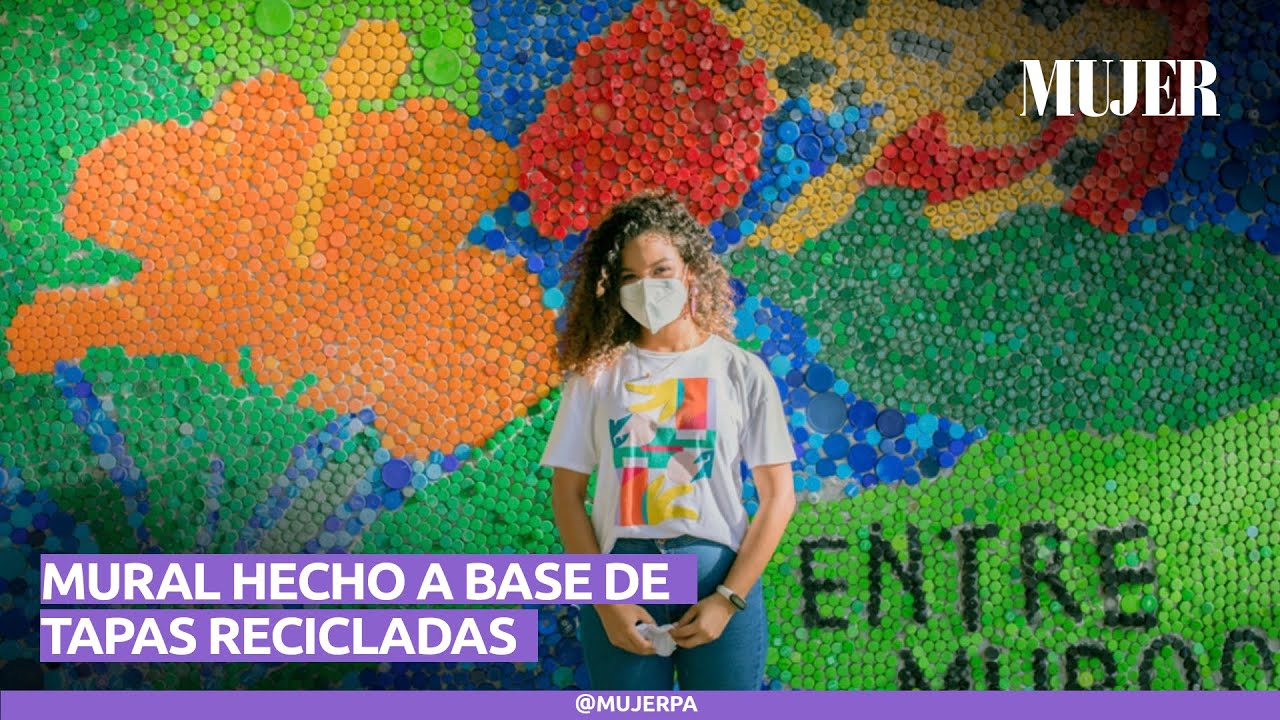 Mural de tapas recicladas | Mujer