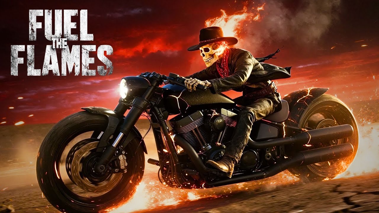 Ride the Fire 🔥 Outlaw Rock Anthem | Skeleton Cowboy & Harley Davidson
