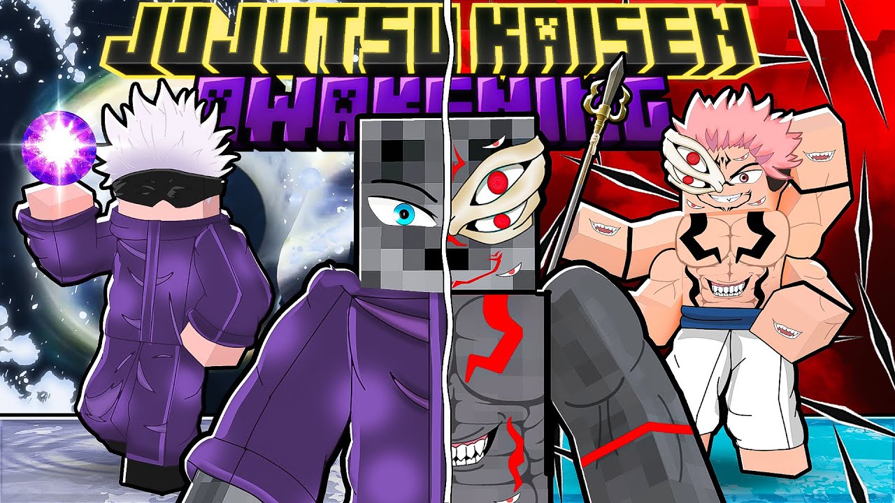 VIREI METADE GOJO E METADE SUKUNA no JUJUTSU KAISEN AWAKENING MINECRAFT