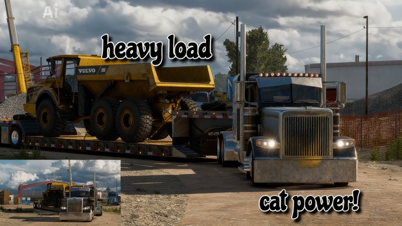 Black peterbilt 389- hauling heavy Volvo tracker!!!( American truck simulator) 