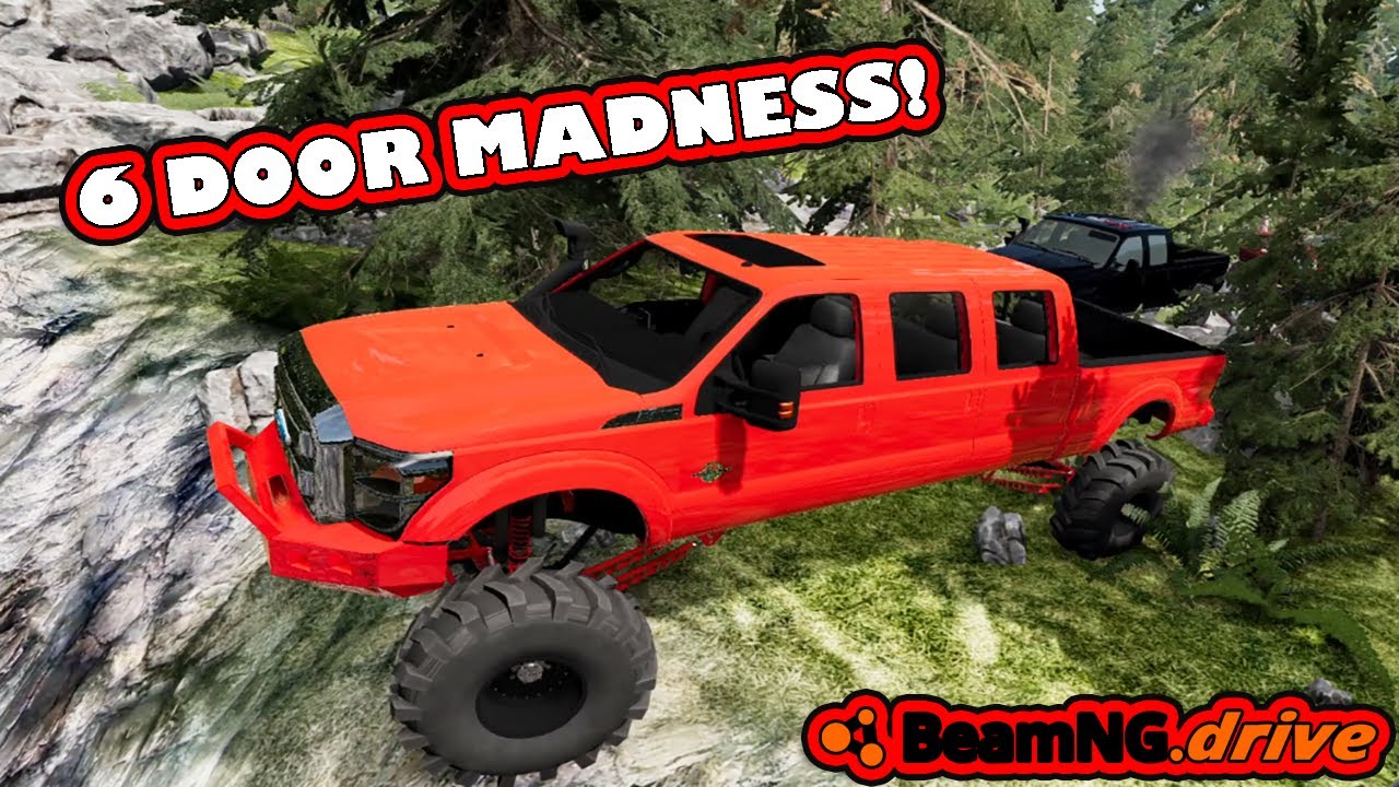 BeamNG.drive MP - BOOST BUILDING 6 DOOR FORD POWERSTROKE UP STEEP ROCKS!
